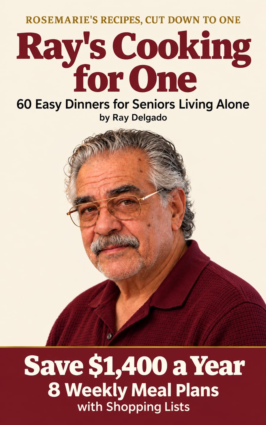 Cover of Ray's Cooking for One: 60 Easy Dinners for Seniors Living Alone, by Ray Delgado