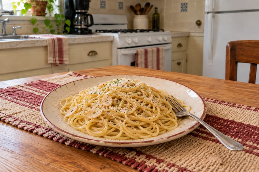 Spaghetti with garlic and oil